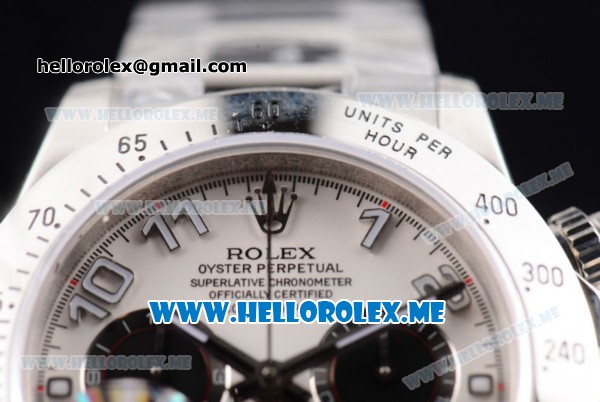 Rolex Daytona Clone Rolex 4130 Automatic Stainless Steel Case/Bracelet with White Dial and Arabic Numeral Markers (BP) - Click Image to Close